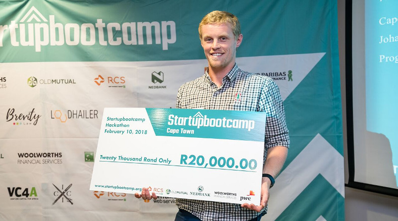 Thomas Bartleman from TinyLoop, the winner of the Startupbootcamp Cape Town water-saving Hackathon