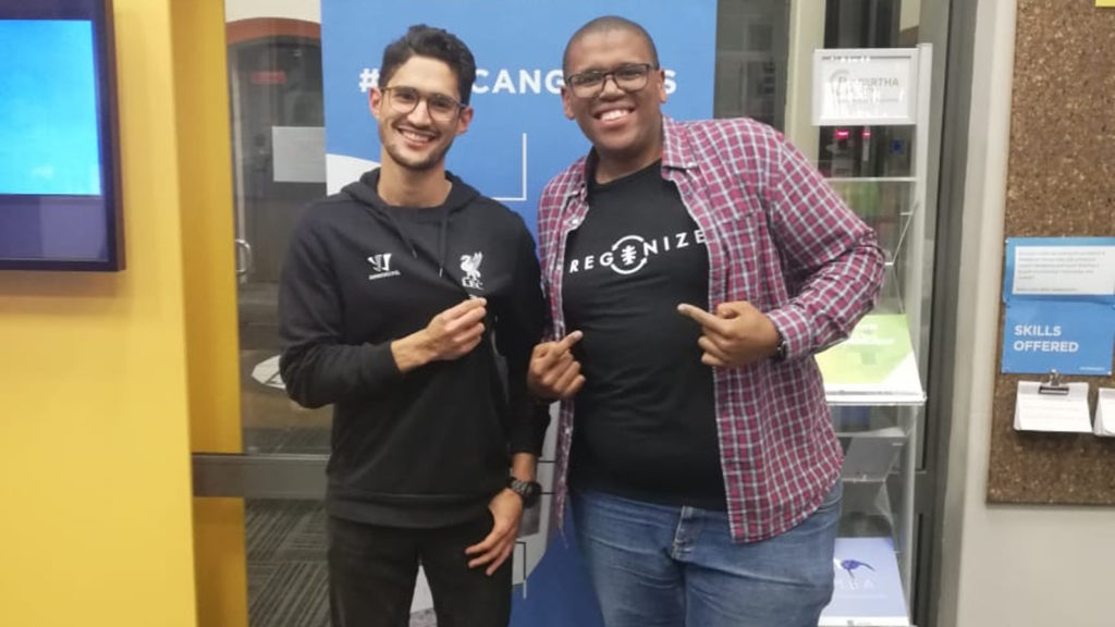 Featured image: Regenize founders Chad Robertson and Nkazimlo Miti at the DEMO Africa Innovation Tour Cape Town pitch event