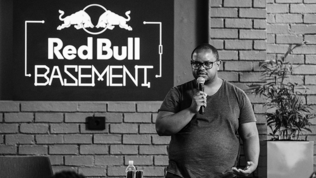Featured image: Red Bull Basement brand manager Mixo Ngoveni at last month's Reb Bull Basement Hatch event in Johannesburg (Supplied)