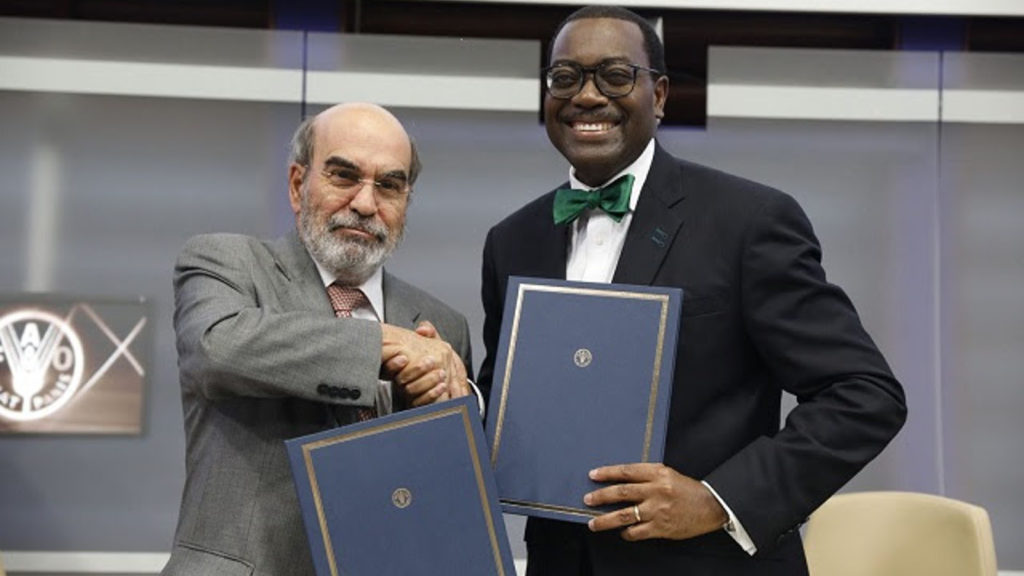 Featured image (left to right): FAO director general José Graziano da Silva and African Development Bank president Akinwumi Adesina at the FAO headquarters in Rome, Italy yesterday (27 August) (Supplied)