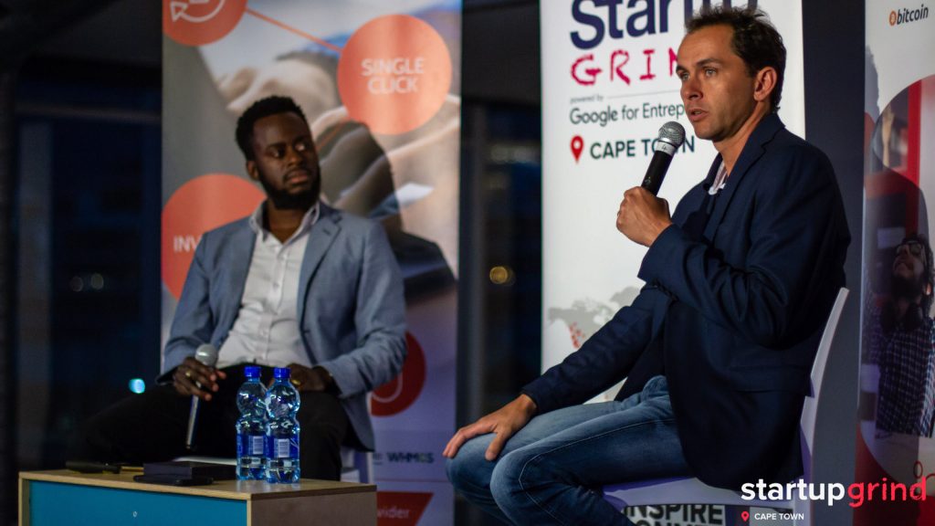 Featured image, left to right: Startup Grind Cape Town director Sandras Phiri and Project Isizwe founder Alan Knott-Craig (Robert Cable)