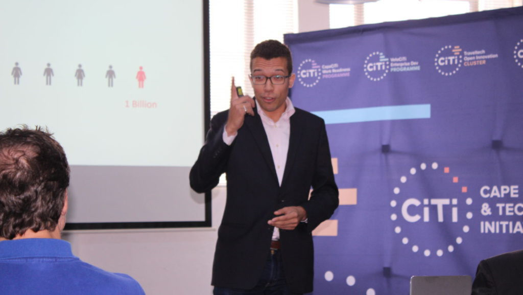 Featured image: Cloudline founder Spencer Horne pitching in 2017 at the Airbus BizLab AEROmobility pitching competition in Cape Town