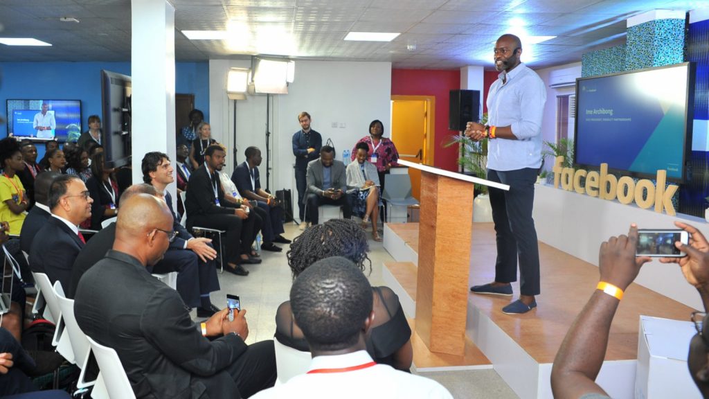 Featured image: Facebook VP Partnerships Ime Archibong opening the launch event at NG_Hub in Lagos last year (Facebook)