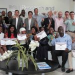 Featured image: Nestlé team with members of the winning startups and students (Supplied)