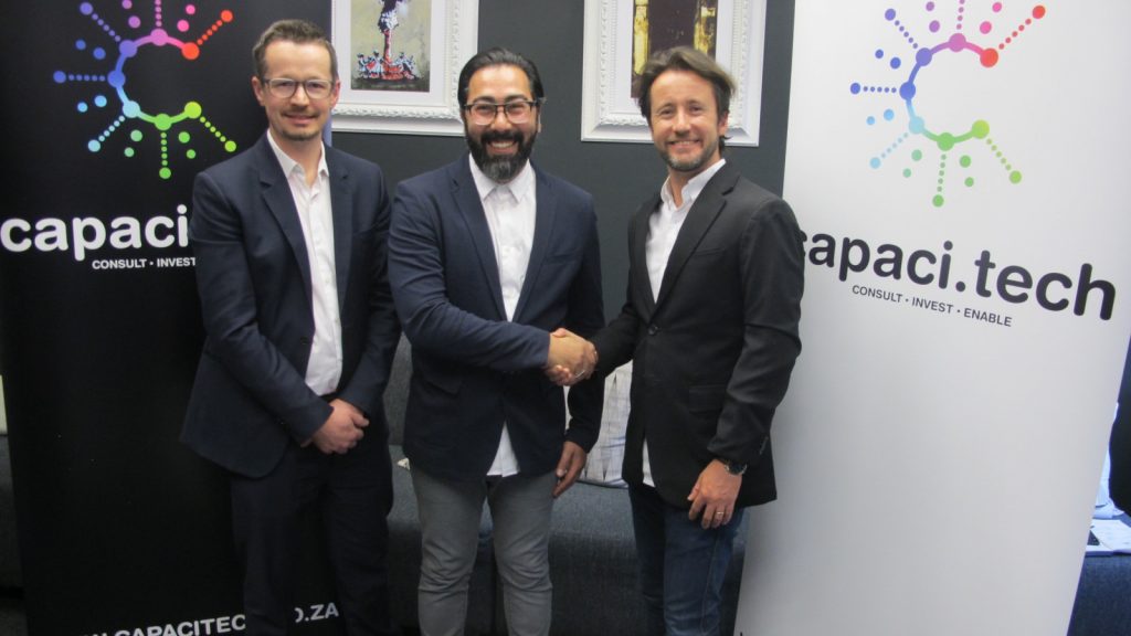 Featured image, left to right: Capaci.Tech's Jaco de Wet, GotBot co-founder and CEO Nick Argyros and Capacitech founder Matthew Emanuel  (Supplied)