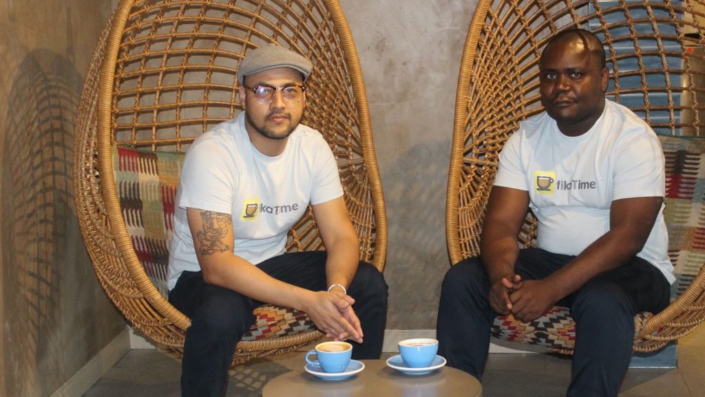 Jarrod Gabriel and Acquim Matuli, the co-founders of fikaTime, a Microsoft Teams App that builds socially connected teams by pairing up employees for a random (virtual) coffee. Photo: Supplied/Ventureburn
