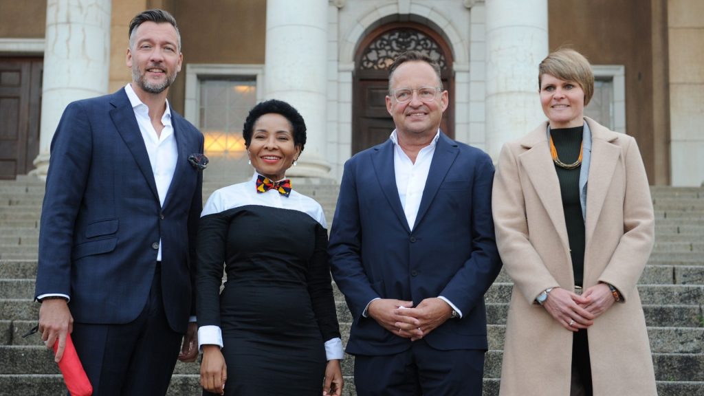 University of Cape Town vice-chancellor Mamokgethi Phakeng with Swiss delegation Mahias Ruch, Lorenz Furrer, and Véronique Haller, deputy head of mission at the Embassy of Switzerland in Pretoria. Photo: Supplied/Ventureburn