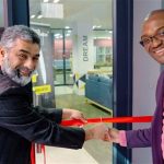 Hoosen Essof, manager of redHUB at Regent Business School, and Xolile Ndumndum, Black Umbrellas chief operating officer at the official opening of the Black Umbrellas incubation lounge at the Regent Business School Durban campus. Photo: Supplied/Ventureburn