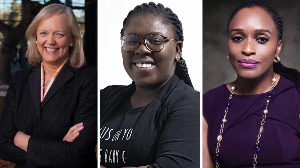Pictured from the left are Meg Whitman, the United States ambassador to Kenya, Piggyvest co-founder and COO Odunayo Eweniyi, and TLcom Capital senior partner Omobola Johnson. They will speak at the the Africa Tech Female Founder Summit held in Nairobi, Kenya next month. Photos: Supplied/Ventureburn