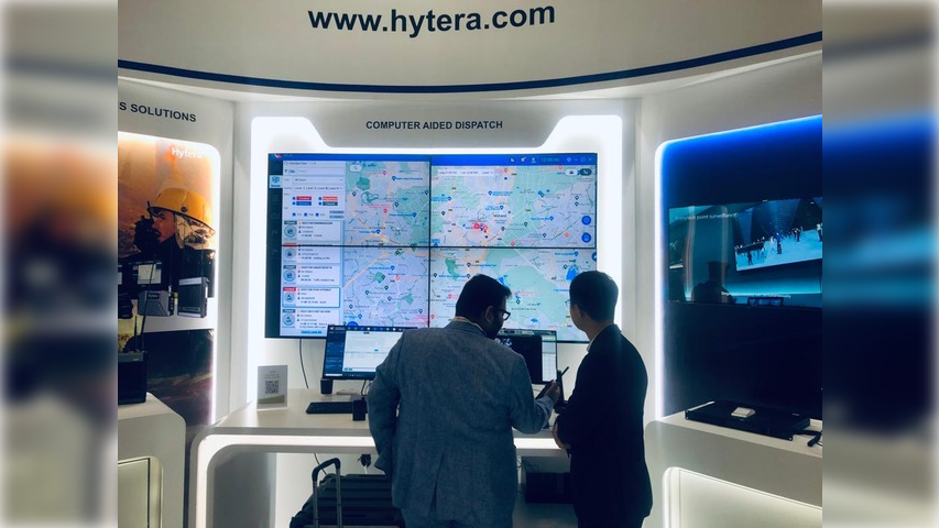 People visiting Hytera stand at AfricaCom 2022
