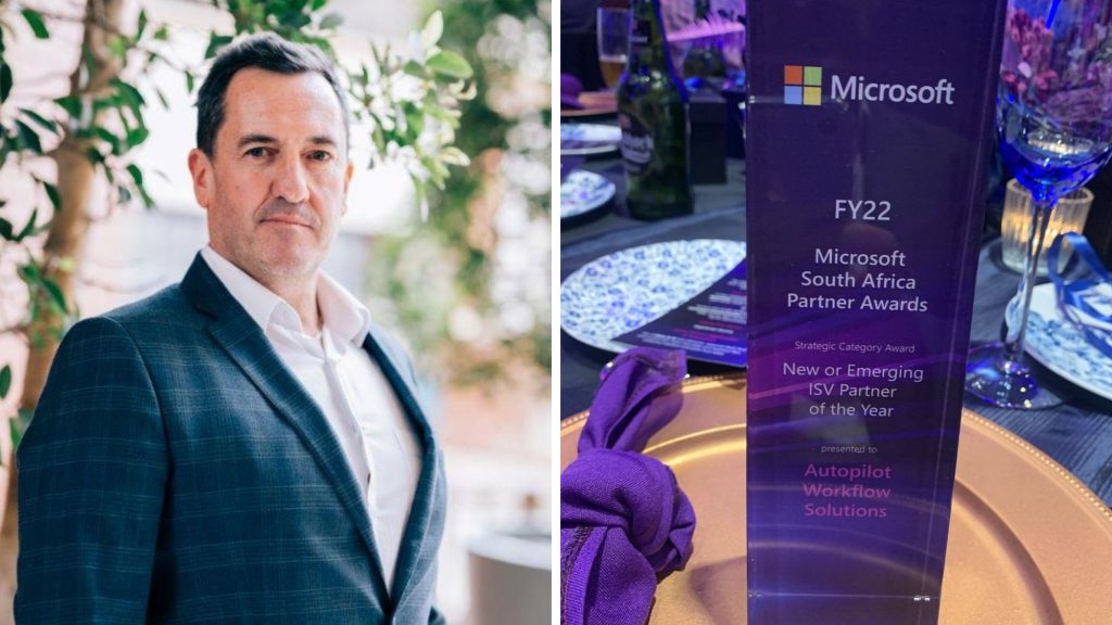Adam Shapiro, founder of Autopilot, won Microsoft South Africa Strategic Partner of the Year award in the “new or emerging ISV” category. Photos: Supplied/Ventureburn
