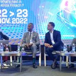 Big tech: Ade Bajomo, Jimmy Lancry, Martin Awagah, and moderator Owolabi Taiwo during a Next Fintech Forum panel discussion on how to build an inclusive fintech ecosystem in any country. The forum is currently underway in Abidjan, Côte d’Ivoire. Photo: Duncan Masiwa/Ventureburn