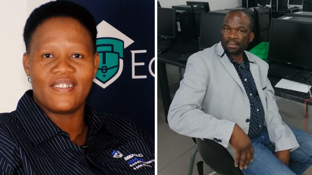 Northern Cape resident Mathapelo Seichokelo and Victor Tshekedi are among the 40 Kuruman learners employed following a mining company’s innovative learnerships. Photos: Supplied/Ventureburn