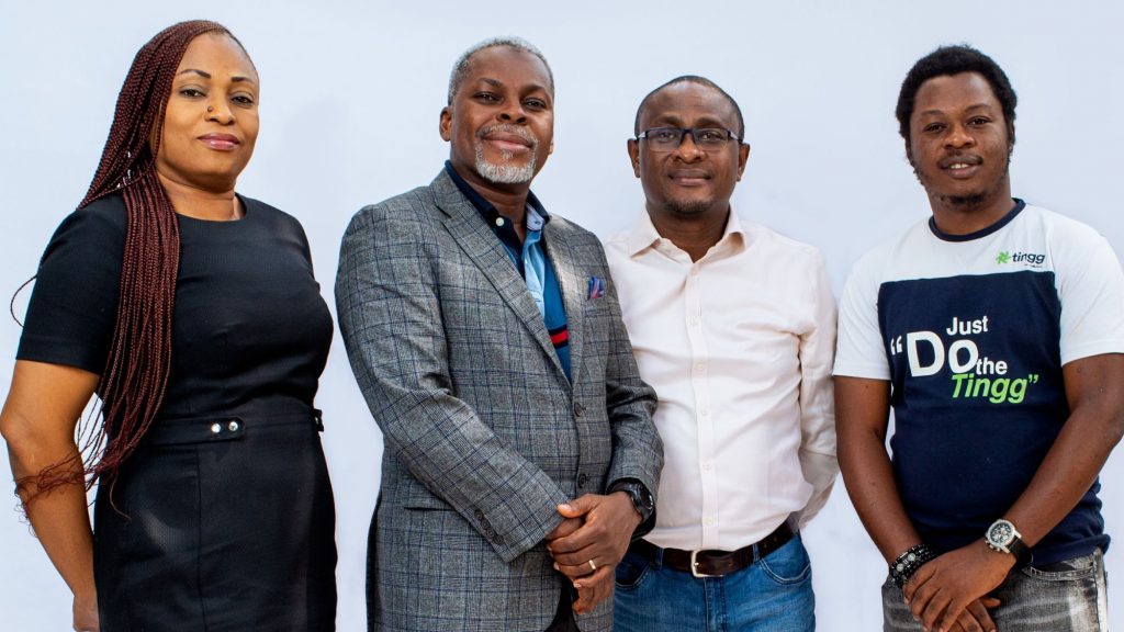 Pictured from the left are Ifeoma Chukwuka, Ibrahim Aminu, Ademola Okuleye and Shadrach Oloche of Cellulant Nigeria. Photo: Supplied/Ventureburn
