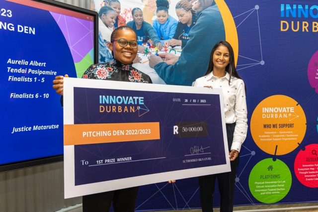 Innovate Durban Pitcing Den winner Senele Goba 