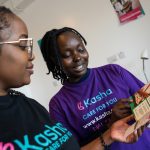 Teresiah Mwangi and Brenda Ndwiga at Kasha’s head office in Nairobi, Kenya. Kasha is an e-commerce business selling women’s health, personal are and beauty products in East Africa. Photo: Supplied