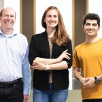 DePoly co-founders Christopher Ireland (CSO), Samantha Anderson (CEO), and Bardiya Valizadeh (CTO), celebrating their commitment to transforming plastic waste into raw materials for a sustainable future. Photo: Supplied