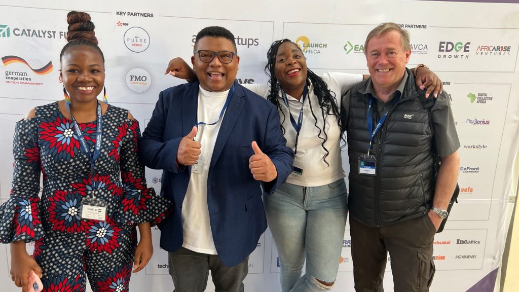 Pictured from the left: Hellena Sailas, CEO of Arena Recycling Industry in Tanzania, Ventureburn editor-in-chief Ivor Price, Jocelyn Nyaguse of Startupbootcamp AfriTech, and Paul Bartels of WildBio in South Africa. Photo: Ventureburn