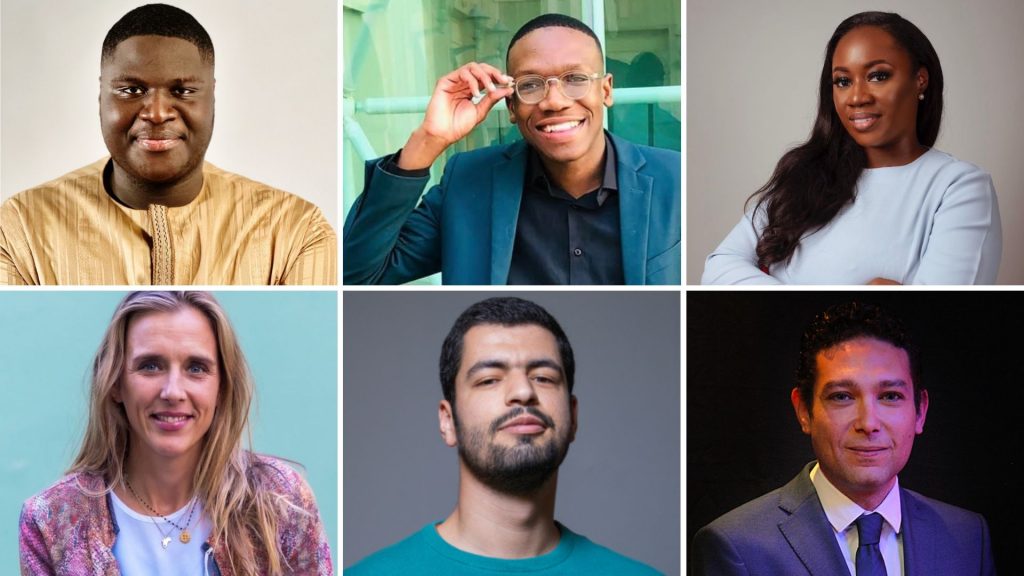 Trailblazers of African tech innovation: Seydina Issa Laye Seck (Limawa, Côte D’Ivoire), Tshepiso Malema (Gamer’s Territory, South Africa), Ife Durosinmi-Etti (Herconomy, Nigeria), Mehdi Bouzouita (Viventis, Tunisia), Saad Jittou (Weego, Morocco), and Esther Hoogstad (Enlabeler.com, South Africa) unite at AfricArena Grand Summit 2023. Photos: Supplied